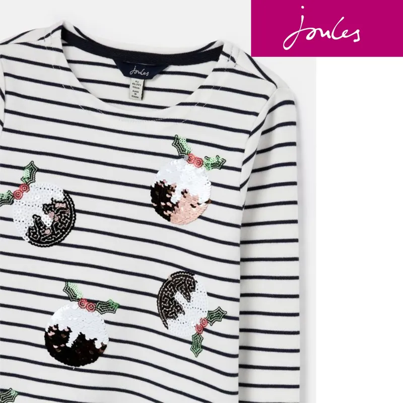 Joules Harbour Luxe Top - Christmas Pudding-1